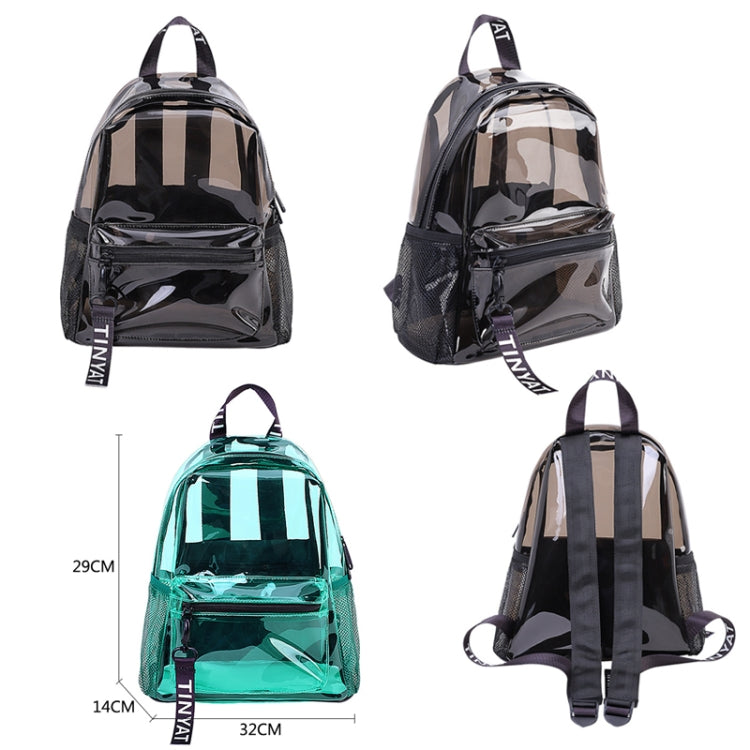 TINYAT T9051 Ladies Jelly Bag Waterproof PVC Transparent Backpack Beach Travel Backpack(Black)