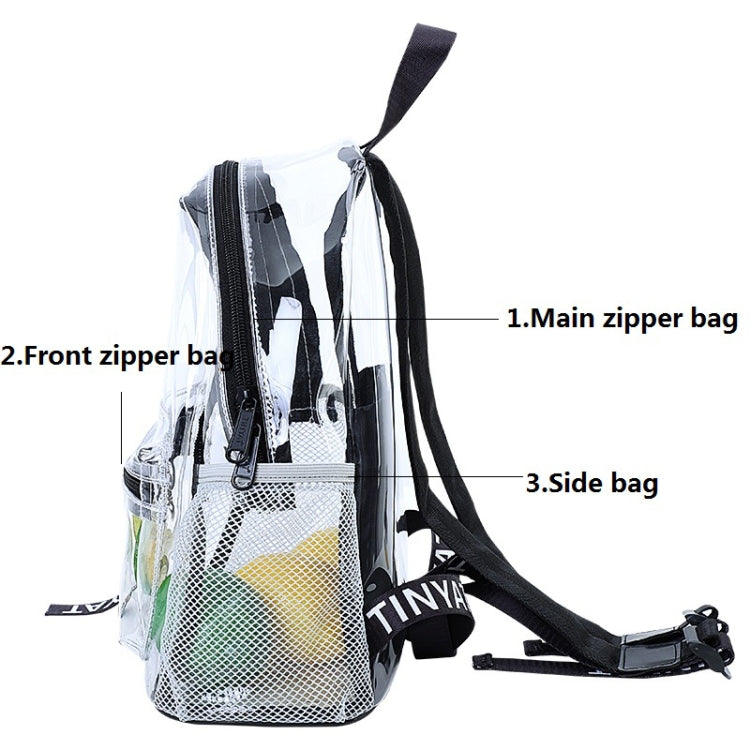TINYAT T9051 Ladies Jelly Bag Waterproof PVC Transparent Backpack Beach Travel Backpack(Black)