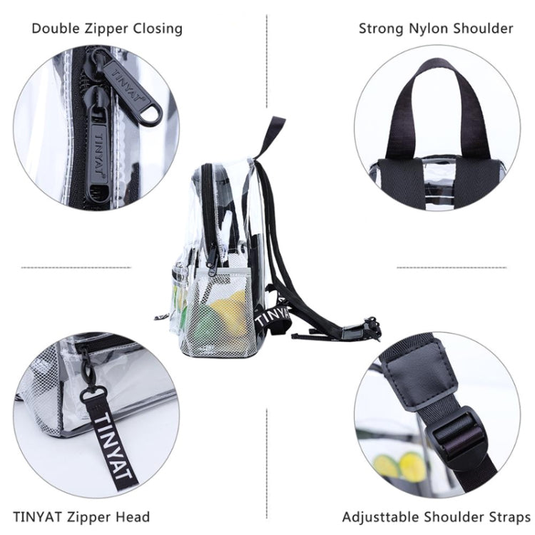 TINYAT T9051 Ladies Jelly Bag Waterproof PVC Transparent Backpack Beach Travel Backpack(Black)