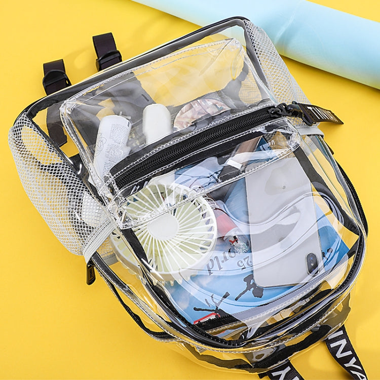 TINYAT T9051 Ladies Jelly Bag Waterproof PVC Transparent Backpack Beach Travel Backpack(Black)