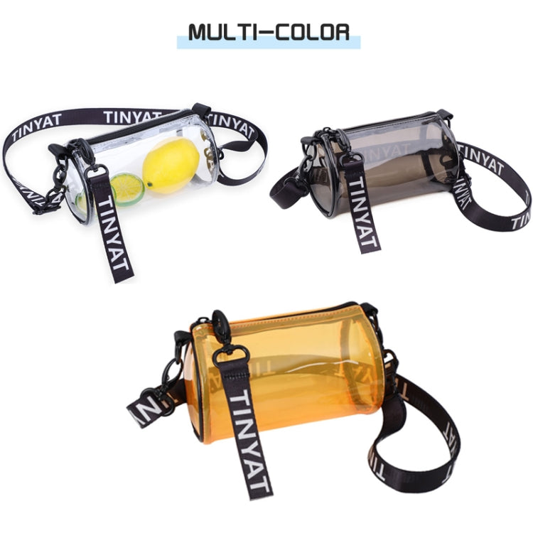 TINYAT  T9058 PVC Transparent Jelly Bag Ladies Messenger Bag Mini Cylinder Phone Bag(Orange)
