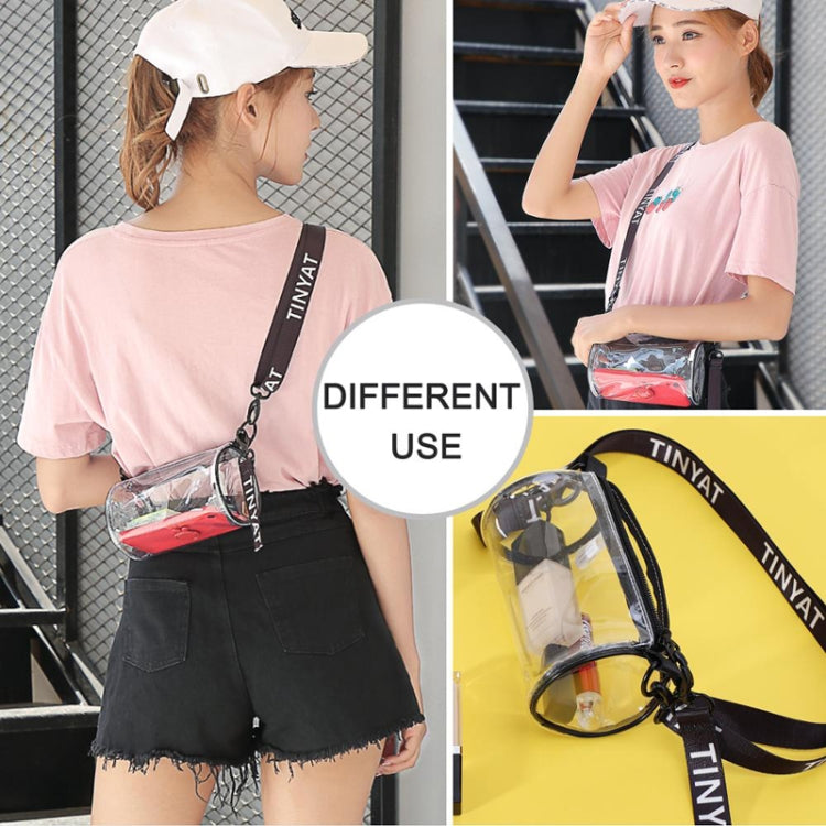 TINYAT  T9058 PVC Transparent Jelly Bag Ladies Messenger Bag Mini Cylinder Phone Bag(Orange)