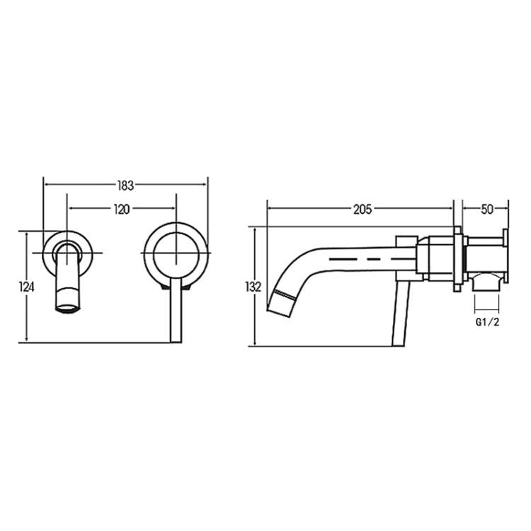 In-wall Hidden Concealed Faucet Hot and Cold Copper Mixing Valve, Specification: Black Split
