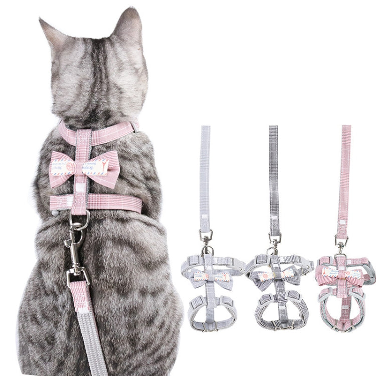Bow-knot Anti-breakaway Adjustable Cat Leash S(Grey)