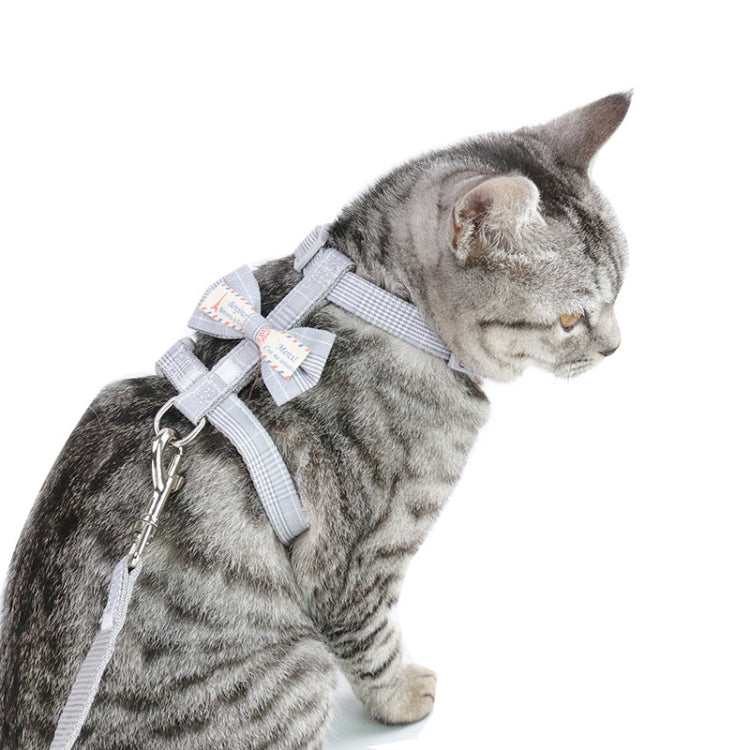 Bow-knot Anti-breakaway Adjustable Cat Leash L(Light Gray)