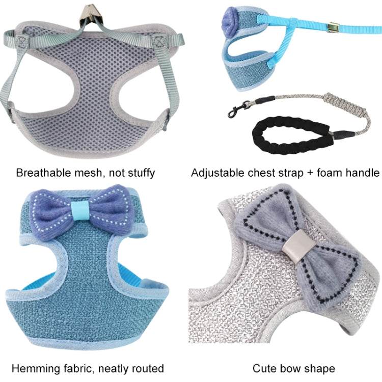 Bow Vest Type Adjustable Cat Leash(Blue)