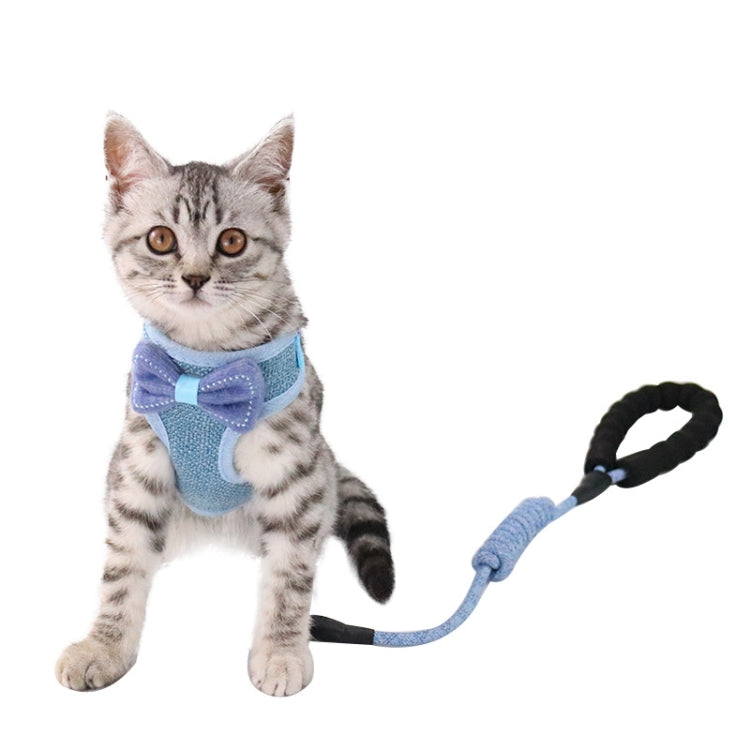 Bow Vest Type Adjustable Cat Leash(Blue)