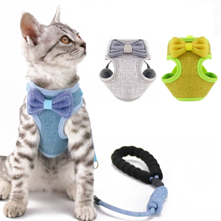 Bow Vest Type Adjustable Cat Leash(Blue)