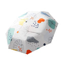 Small Fresh Automatic Umbrella Gold Glue Fabric Tri-fold Parasol(Tropical)