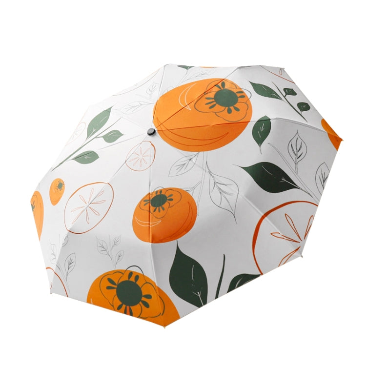 Small Fresh Automatic Umbrella Gold Glue Fabric Tri-fold Parasol(Persimmon)