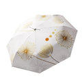 Small Fresh Automatic Umbrella Gold Glue Fabric Tri-fold Parasol(Dandelion)