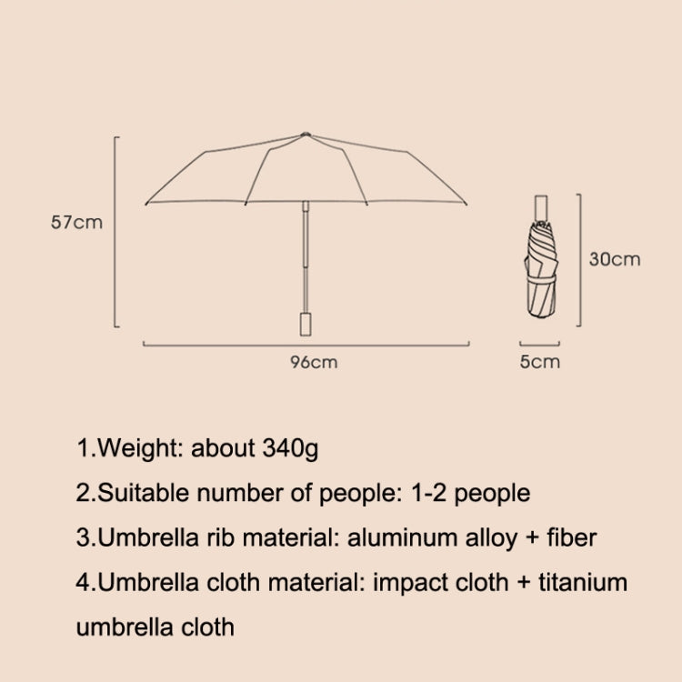 Small Fresh Automatic Umbrella Gold Glue Fabric Tri-fold Parasol(Tropical)