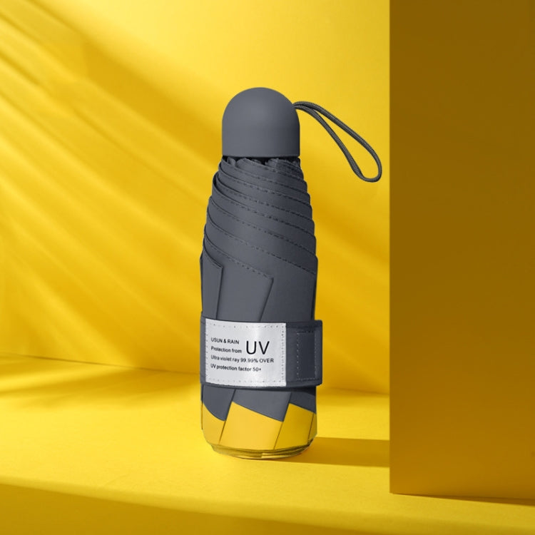 LY-0621 Five-Fold Six-bone Umbrella Simple Black Glue Sunscreen Umbrella(Turmeric)
