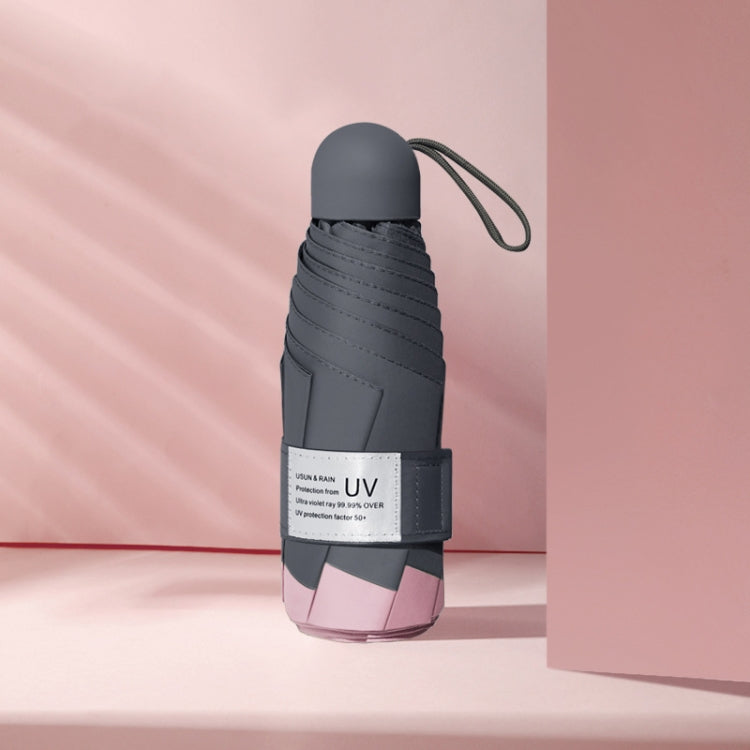 LY-0621 Five-Fold Six-bone Umbrella Simple Black Glue Sunscreen Umbrella(Midsummer Pink)