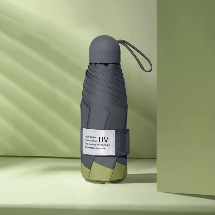 LY-0621 Five-Fold Six-bone Umbrella Simple Black Glue Sunscreen Umbrella(Matcha Green)