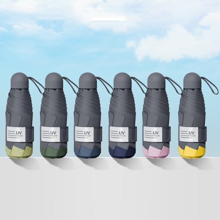 LY-0621 Five-Fold Six-bone Umbrella Simple Black Glue Sunscreen Umbrella(Turmeric)