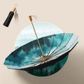 Retro Tri-Fold Wooden Handle 16-Bone Folding Sunscreen Parasol(Yunchun Tree)