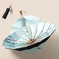 Retro Tri-Fold Wooden Handle 16-Bone Folding Sunscreen Parasol(Jiangnan Yi)