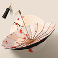 Retro Tri-Fold Wooden Handle 16-Bone Folding Sunscreen Parasol(Ao Hanmei)