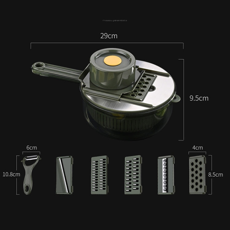 6 In 1 Hand-guard Vegetable Cutter with Water Filter and Storage Function(Gray)