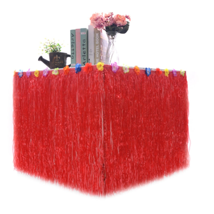 Hawaiian Table Dress Seaside Party Festive Bazaar Table Decorations, Size: 276x75cm(Red)