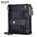 HUMERPAUL BP896 RFID Anti-Theft Brush Dual Zipper Leather Wallet Multi-Card Men Purse(Black)