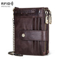 HUMERPAUL BP896 RFID Anti-Theft Brush Dual Zipper Leather Wallet Multi-Card Men Purse(Dark Brown)