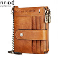 HUMERPAUL BP896 RFID Anti-Theft Brush Dual Zipper Leather Wallet Multi-Card Men Purse(Brown)