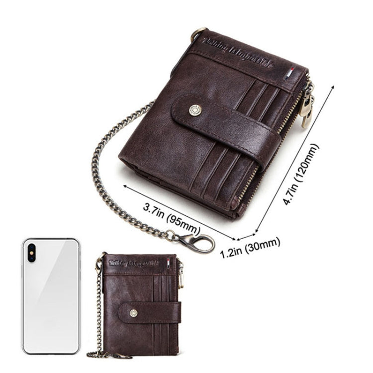 HUMERPAUL BP896 RFID Anti-Theft Brush Dual Zipper Leather Wallet Multi-Card Men Purse(Brown)