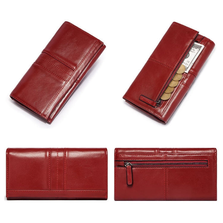 BP806 RFID Anti-Theft Brush Lady Wallet Multi-Card Clutch Bag(Red)