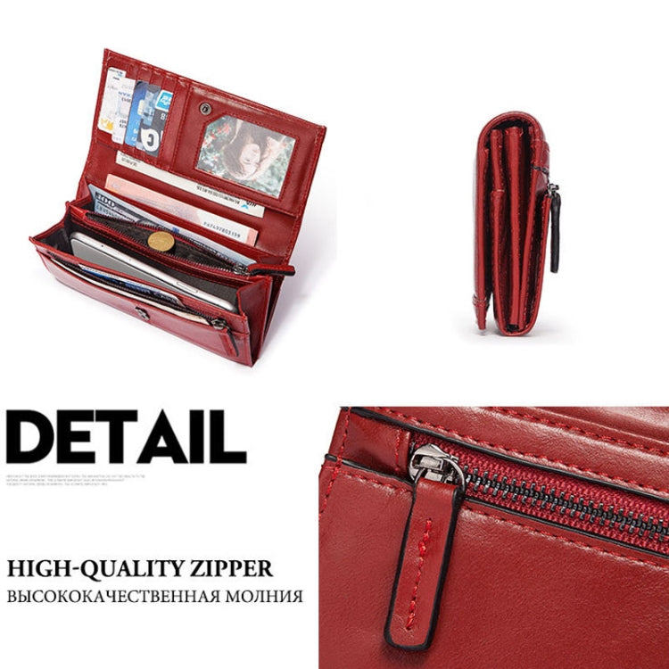 BP806 RFID Anti-Theft Brush Lady Wallet Multi-Card Clutch Bag(Red)
