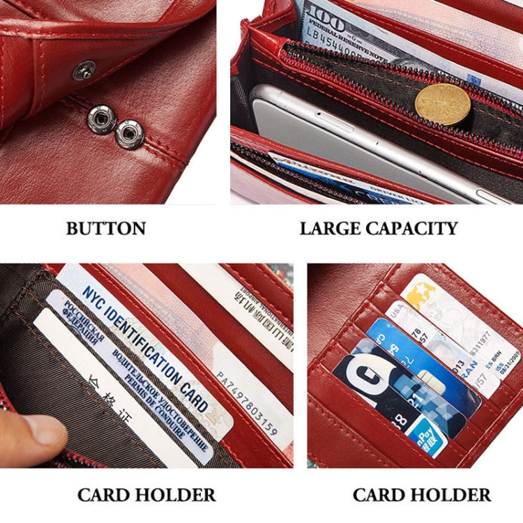 BP806 RFID Anti-Theft Brush Lady Wallet Multi-Card Clutch Bag(Red)