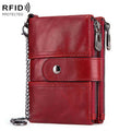 BP804 RFID Anti-Theft Wallet Multi-Function Buckle Zipper Retro Leisure Coin Purse(Red)