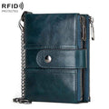 BP804 RFID Anti-Theft Wallet Multi-Function Buckle Zipper Retro Leisure Coin Purse(Blue)