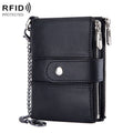 BP804 RFID Anti-Theft Wallet Multi-Function Buckle Zipper Retro Leisure Coin Purse(Black)