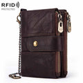 BP804 RFID Anti-Theft Wallet Multi-Function Buckle Zipper Retro Leisure Coin Purse(Brown)