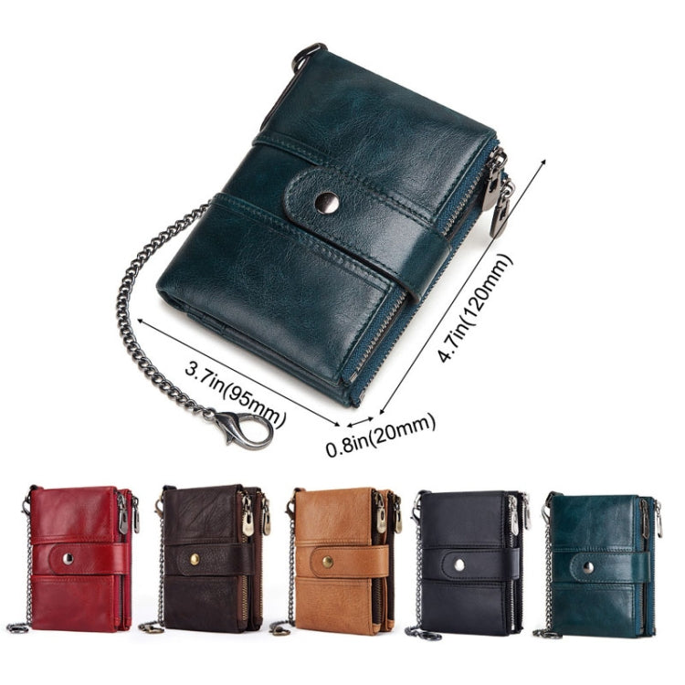 BP804 RFID Anti-Theft Wallet Multi-Function Buckle Zipper Retro Leisure Coin Purse(Brown)