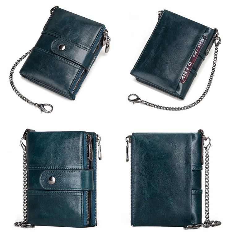BP804 RFID Anti-Theft Wallet Multi-Function Buckle Zipper Retro Leisure Coin Purse(Khaki)