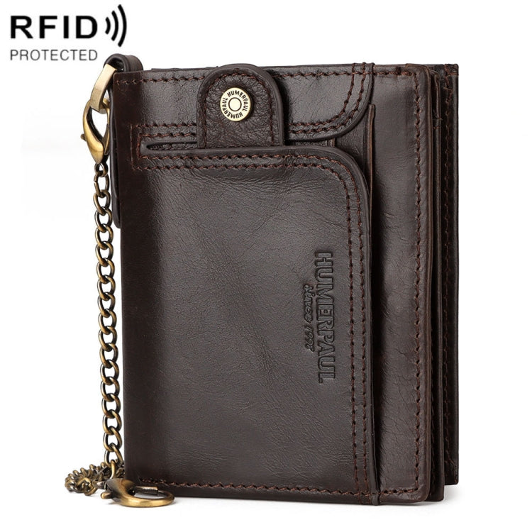 HUMERPAUL BP950 RFID Anti-Magnetic Men Wallet Large Capacity Multi-Card Solt Pocket(Brown)