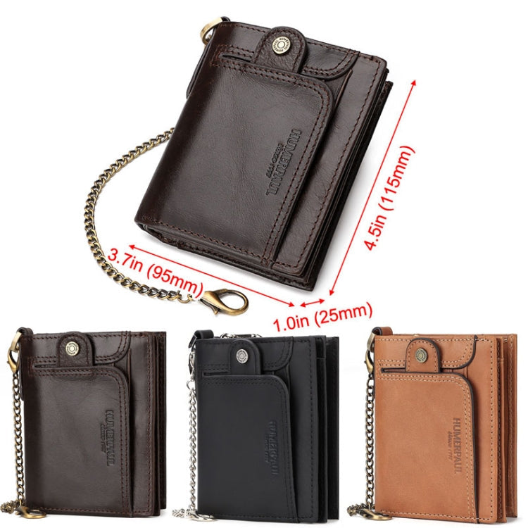 HUMERPAUL BP950 RFID Anti-Magnetic Men Wallet Large Capacity Multi-Card Solt Pocket(Brown)