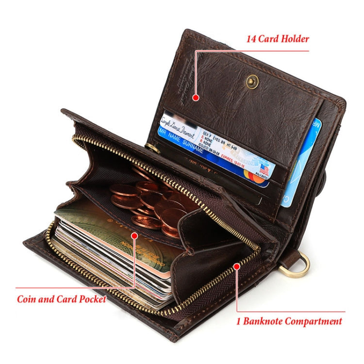HUMERPAUL BP950 RFID Anti-Magnetic Men Wallet Large Capacity Multi-Card Solt Pocket(Brown)
