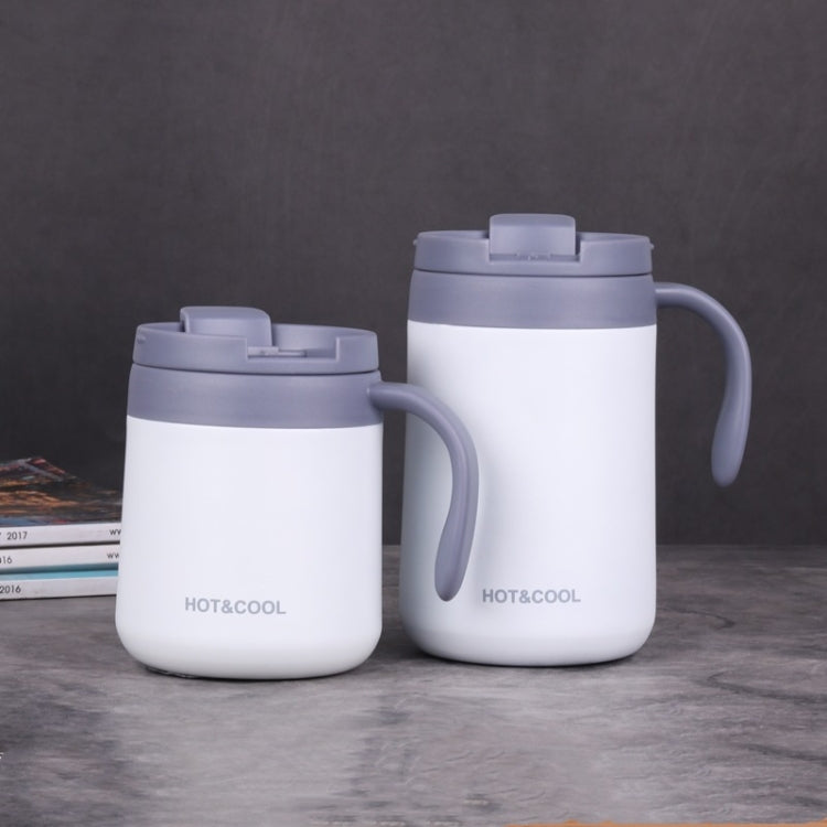 Round Bottom Flip Lid Office Cup Drinking Cup With Handle, Capacity: 350ml(White)