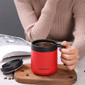 Round Bottom Flip Lid Office Cup Drinking Cup With Handle, Capacity: 350ml(Red)
