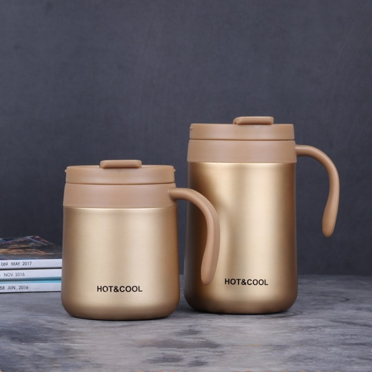 Round Bottom Flip Lid Office Cup Drinking Cup With Handle, Capacity: 350ml(Gold)