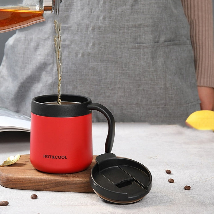 Round Bottom Flip Lid Office Cup Drinking Cup With Handle, Capacity: 500ml(Black)