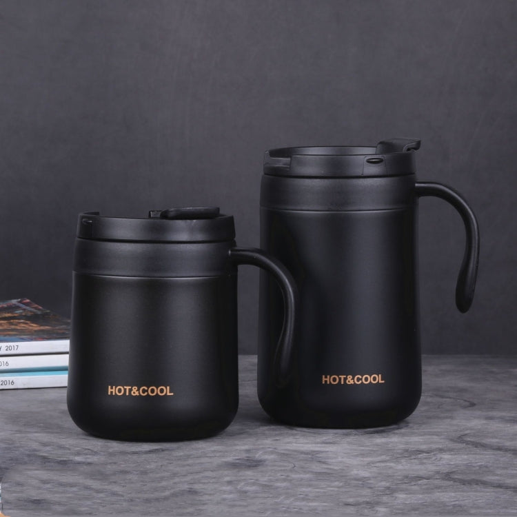 Round Bottom Flip Lid Office Cup Drinking Cup With Handle, Capacity: 500ml(Black)