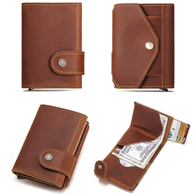 HUMERPAUL BP906 Credit Card Cover RFID Anti-Theft Brush Card Bag(Brown)