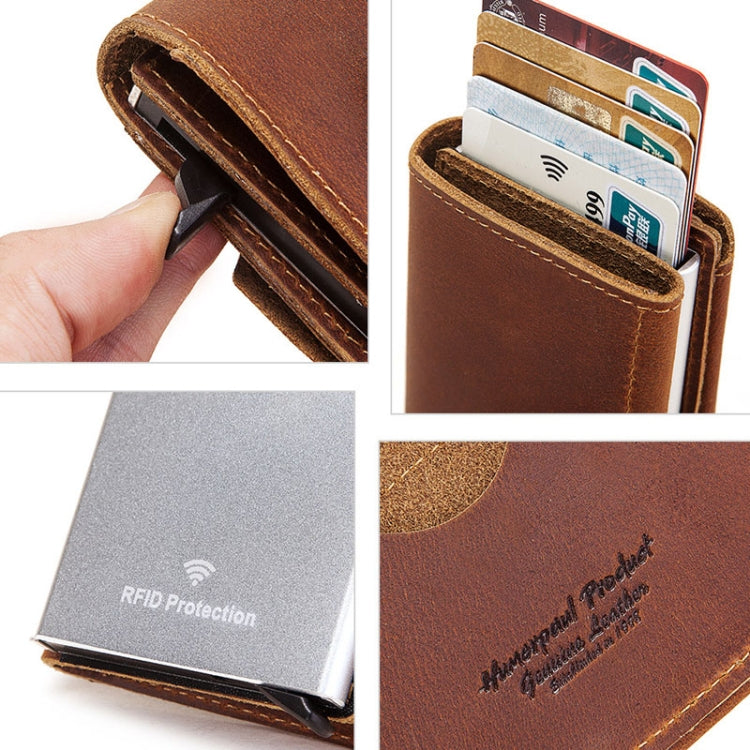 HUMERPAUL BP906 Credit Card Cover RFID Anti-Theft Brush Card Bag(Brown)