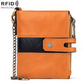 HUMERPAUL BP90 Men Retro Simple Coin Purse Dual Zipper Short RFID Anti-Magnetic Cash Clip(Orange)