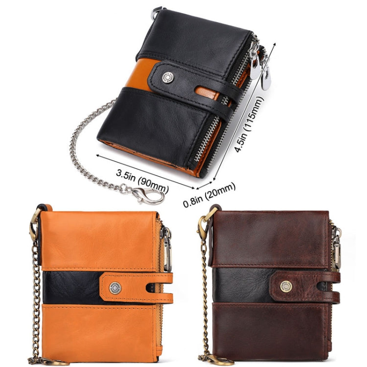 HUMERPAUL BP90 Men Retro Simple Coin Purse Dual Zipper Short RFID Anti-Magnetic Cash Clip(Black)
